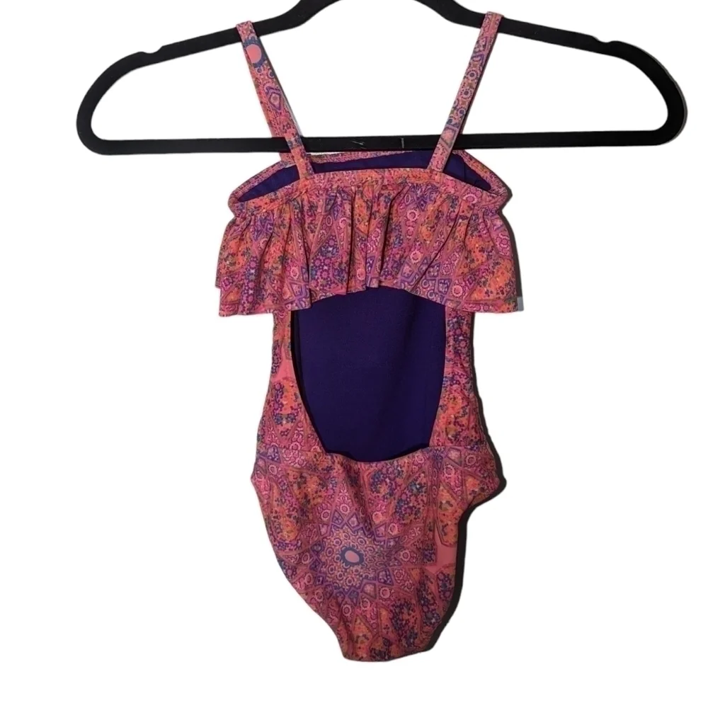 Wave Zone Girl's Ruffled One Piece Swimsuit Sz S (6-6x)